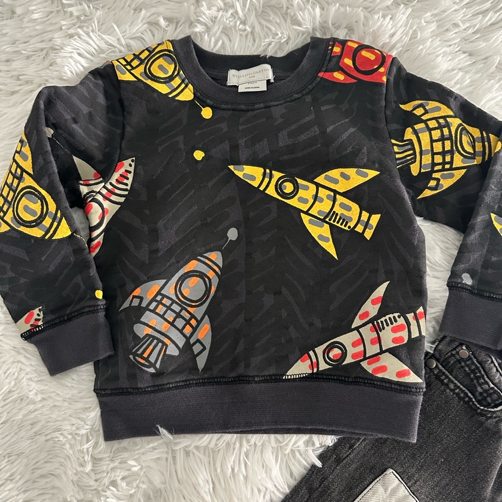 Stella McCartney Kids Charcoal and Yellow Sweatshirt - Picture 2 of 8